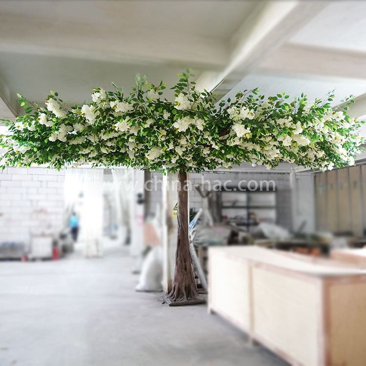 Customized style artificial cherry blossom tree with ficus leaves