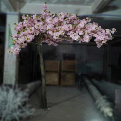 Coeden Artiffisial Cherry Blodau Blodau Addurniadol gyda Dail Gwyrdd